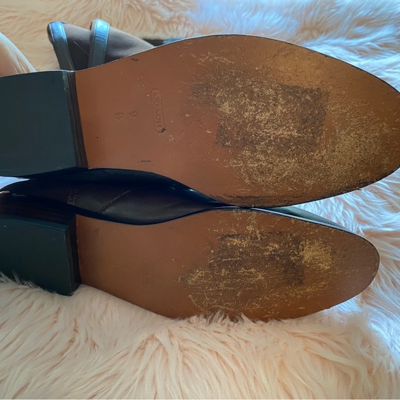 COACH Stretch Riding brown leather/fabric knee high boots size 9 - Picture 5 of 11